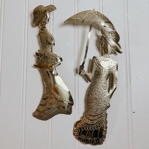 Vintage Set of 2 Home Interiors Gold Metal Victorian Women | Wall Decor